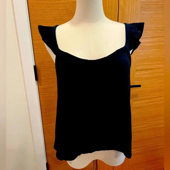Marine Layer Women’s Jude Flutter Sleeve Tank Black Size XS - X-Large - NWT - Picture 1 of 5